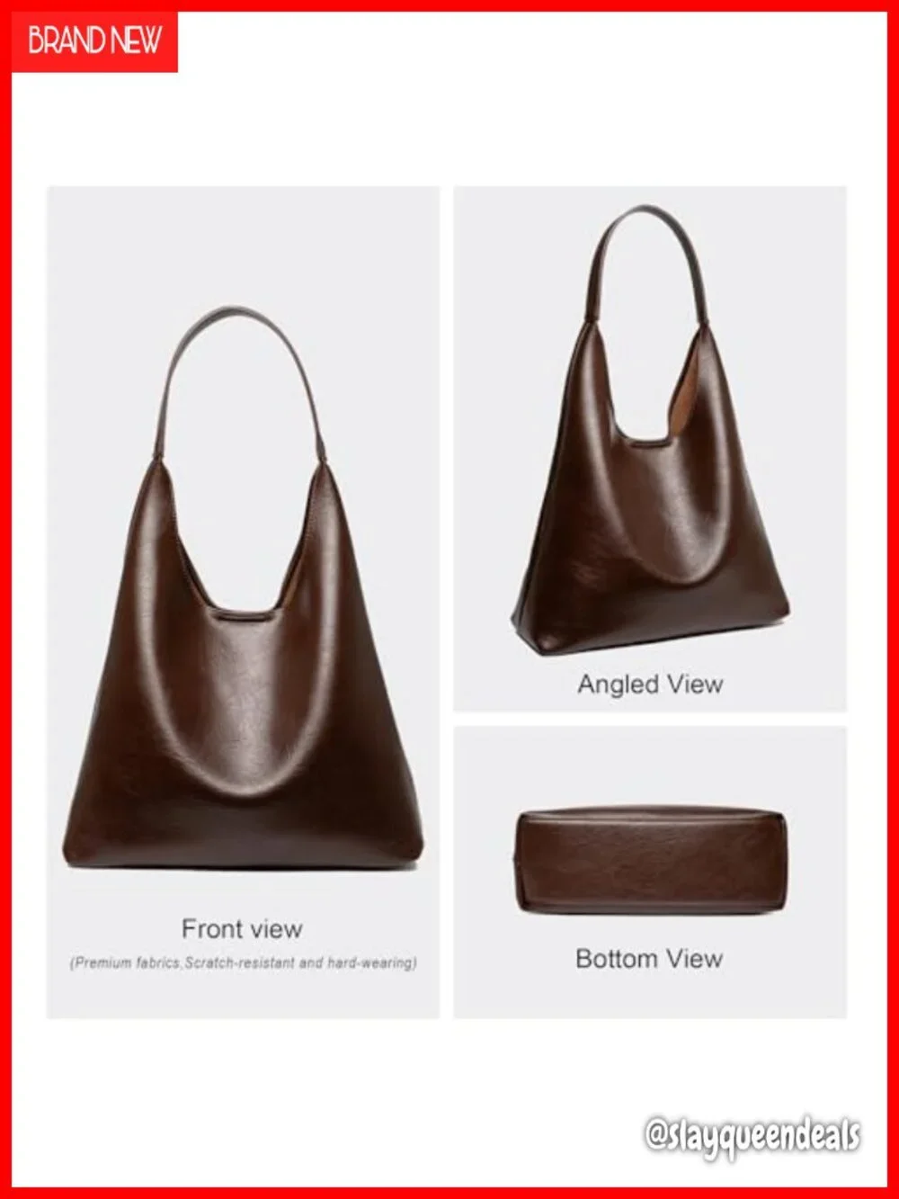 Large Faux Leather Hobo Tote Bag Shoulder Bag with Detachable Pouch Work Casual